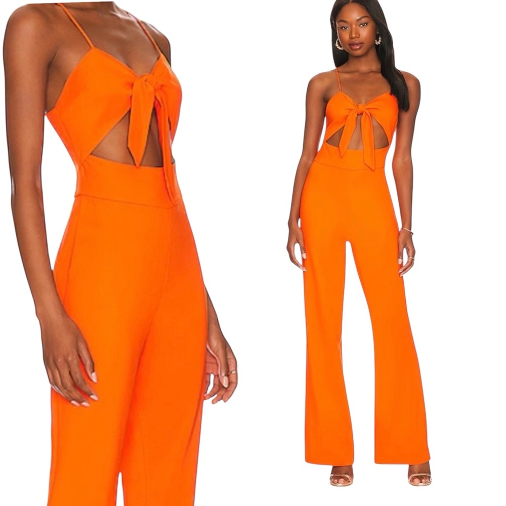 Lita by Ciara Tie Front Jumpsuit in Cherry Tomato Size Medium